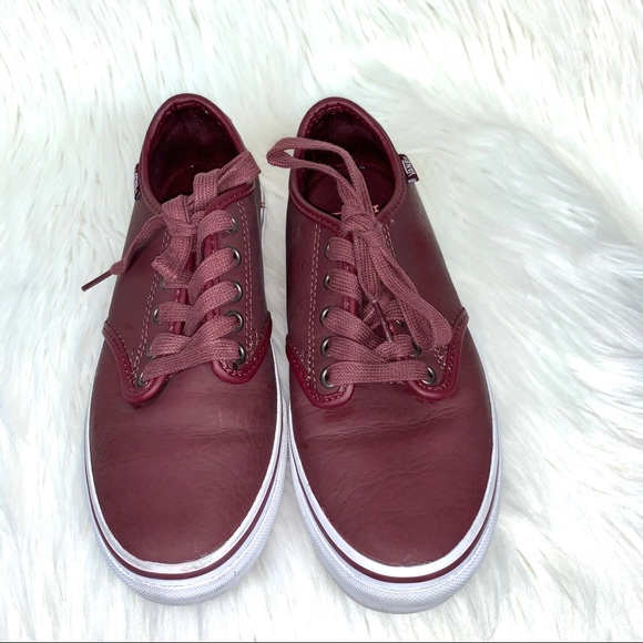 maroon leather vans